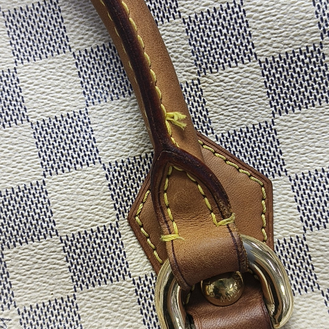 SALEYA PM Damier Azur Coated Canvas White
