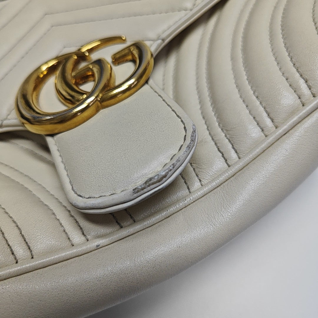 GG Marmont Medium Quilted Calfskin White