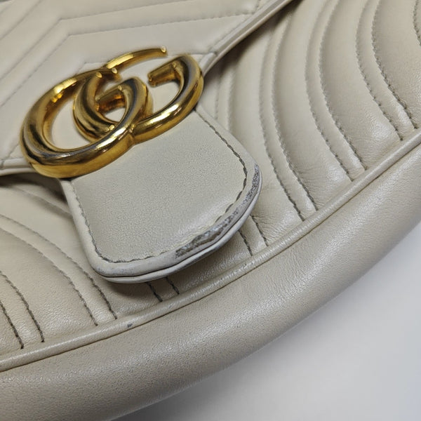 GG Marmont Medium Quilted Calfskin White