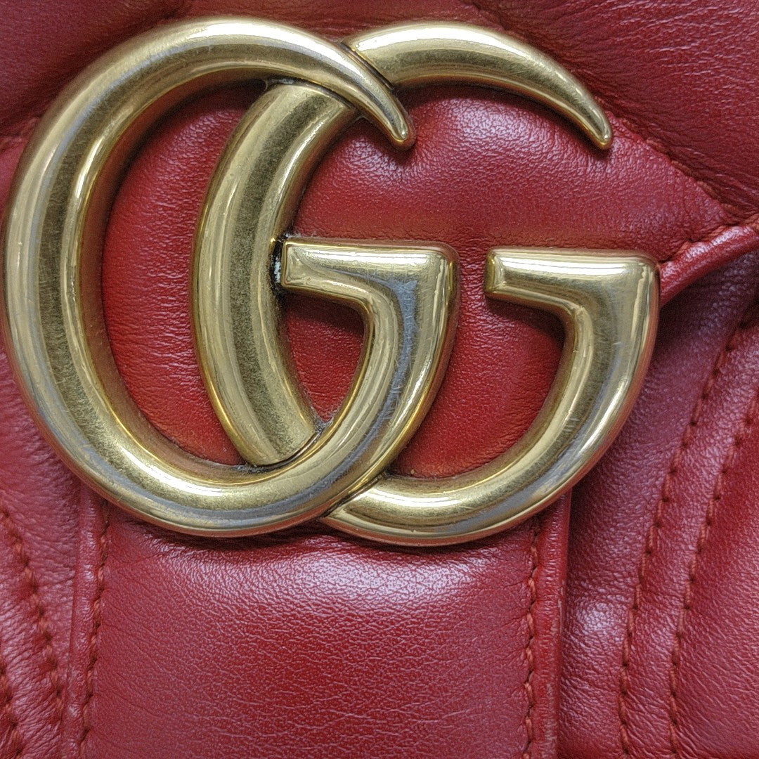GG Marmont Medium Quilted Calfskin Red