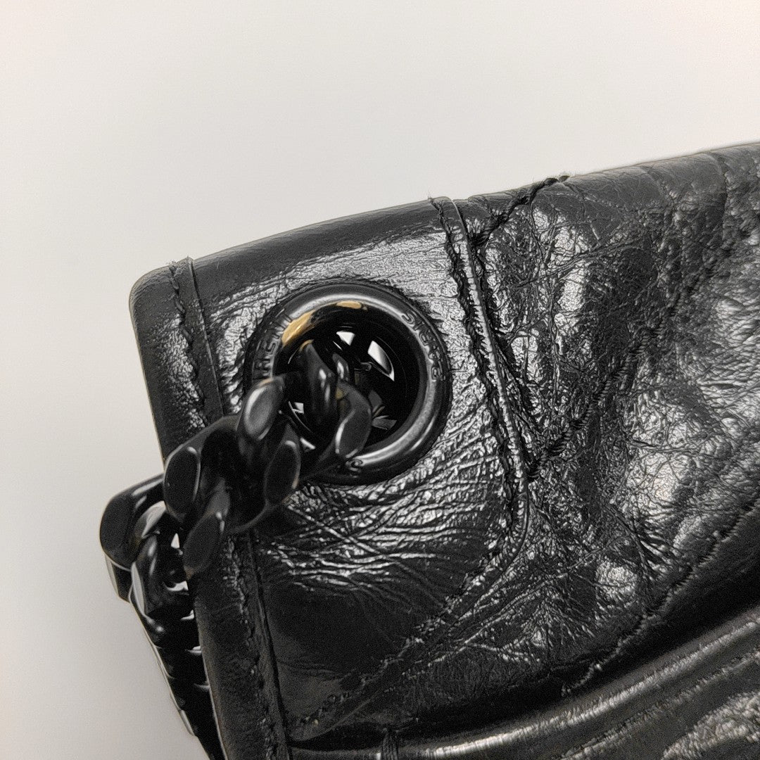 NIKI Medium Chevron Calfskin Black
