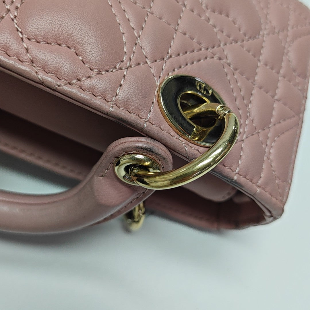 Lady D-Joy Super Mini Cannage Lambskin Pink