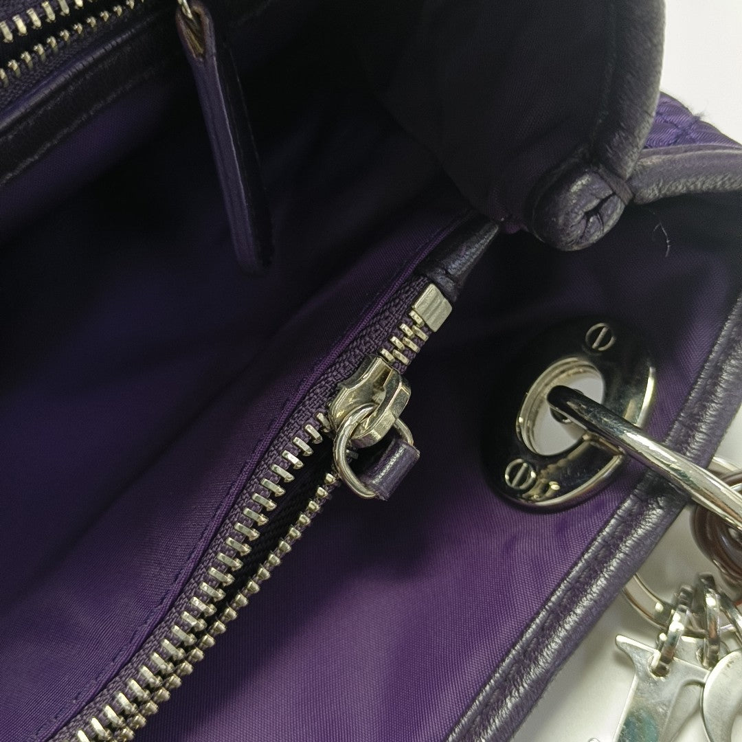 Cannage Silk Satin Tote Bag Purple