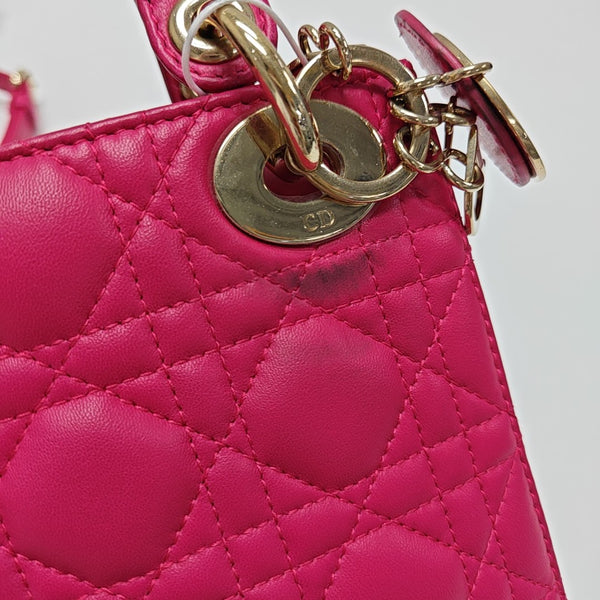 Lady Dior Mini Cannage Lambskin Red