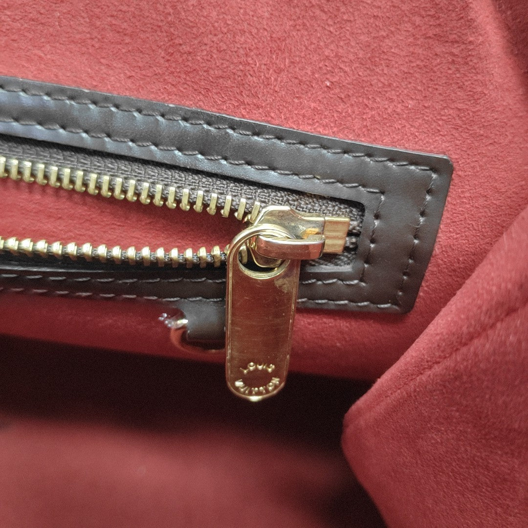 BERGAMO MM Damier Ebene Coated Canvas Brown
