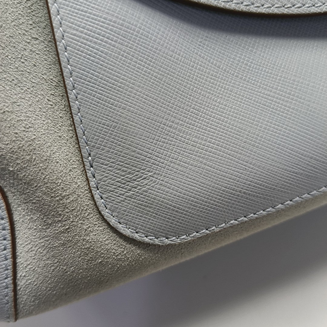 Suede Top Handle Bag Blue