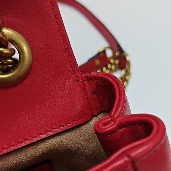 GG Marmont Mini Quilted Calfskin Red