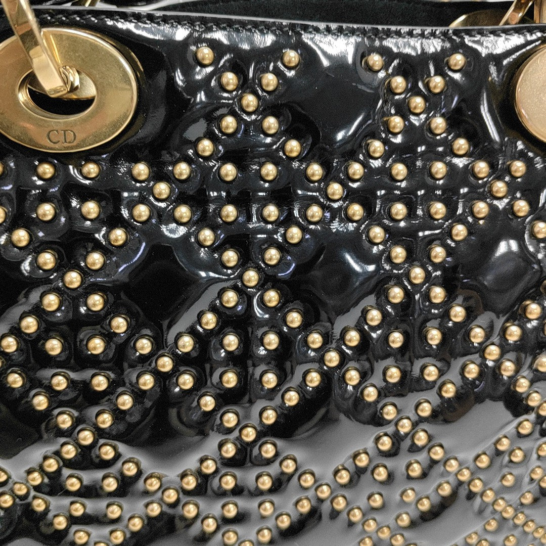 Lady Dior Medium Quilted Patent Leather Black
