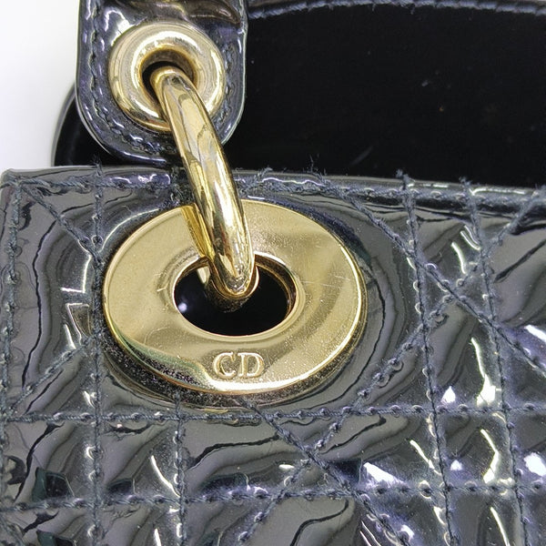 Lady Dior Mini Cannage Patent Leather Black