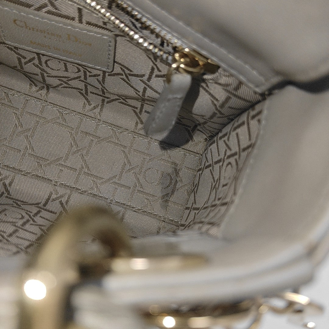 Lady Dior Mini Cannage Lambskin Gray