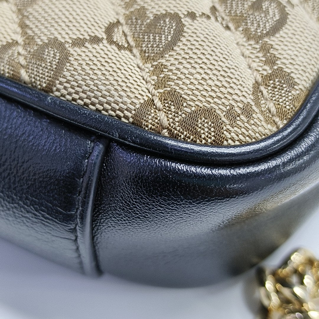 GG Marmont Small Quilted Canvas Brown