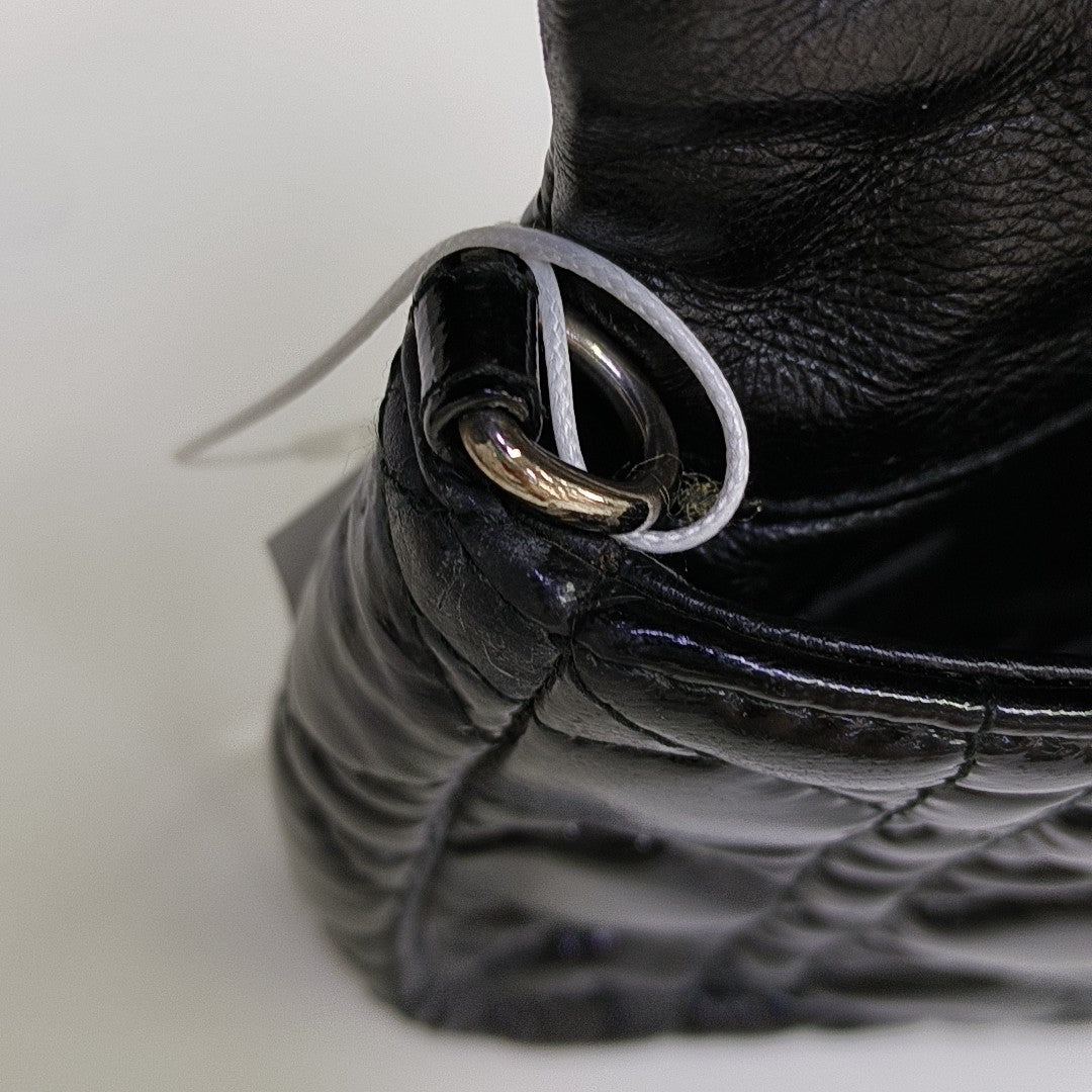 Cannage Patent Leather Shoulder Bag Black