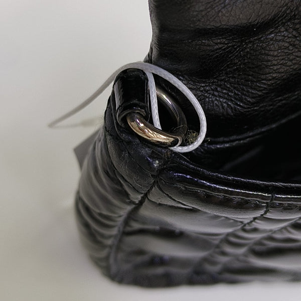Cannage Patent Leather Shoulder Bag Black
