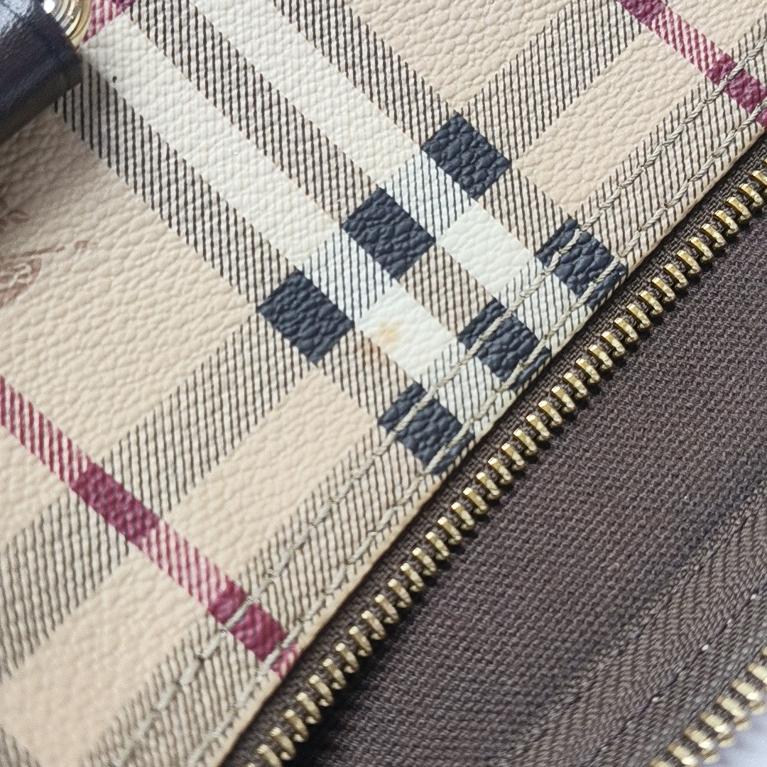 Coated Canvas Top Handle Bag Beige