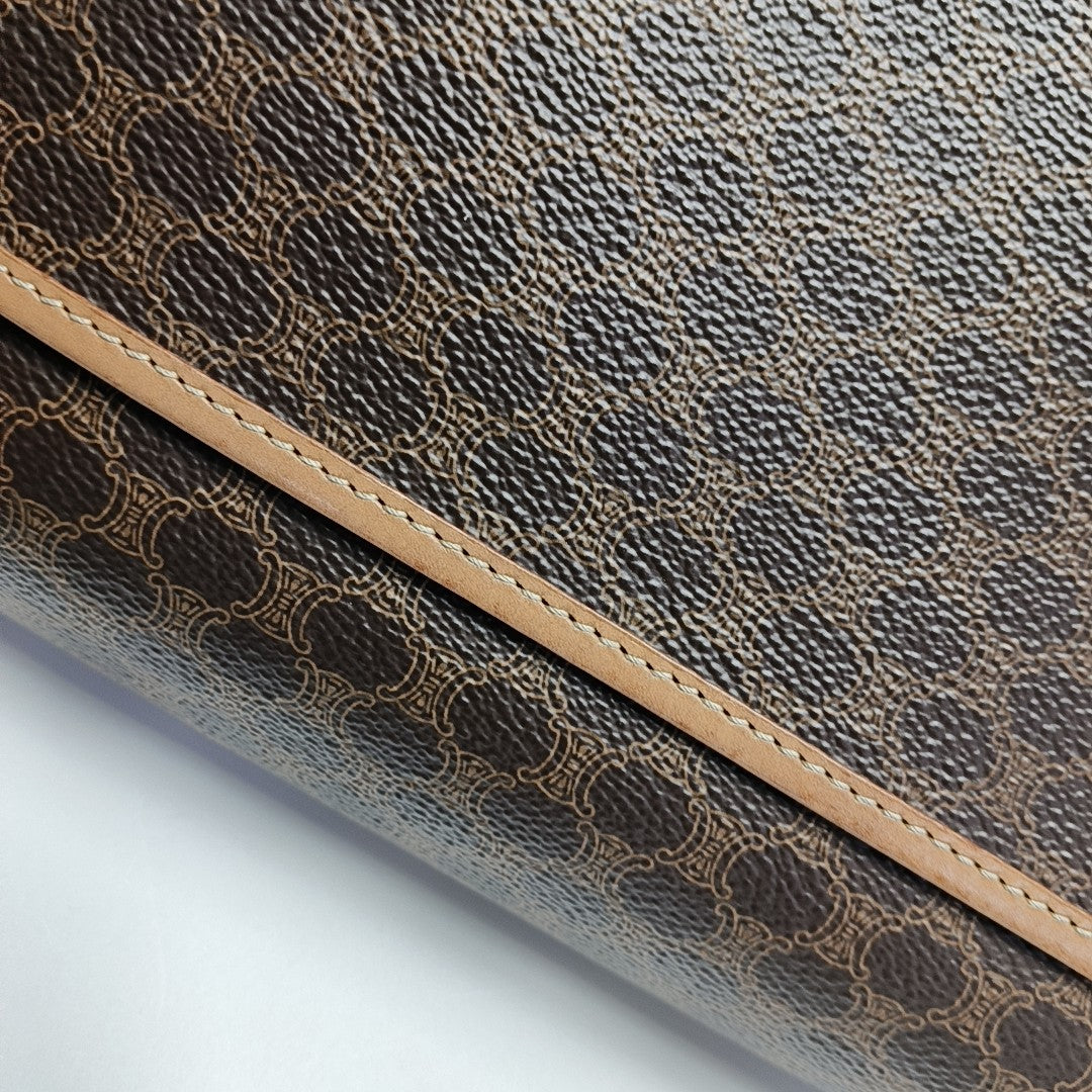 Coated Canvas Shoulder Bag Brown