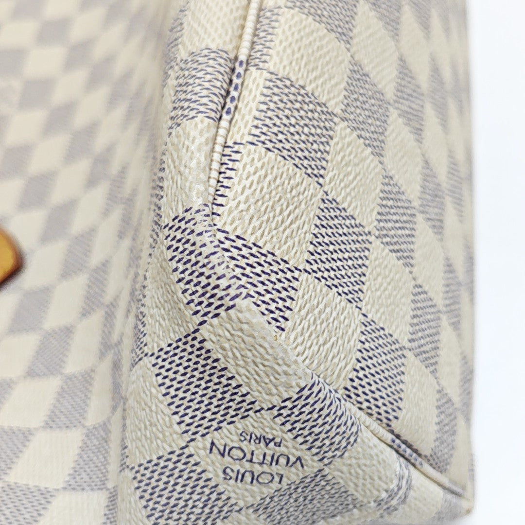NEVERFULL PM Lona revestida Damier Azur Blanca