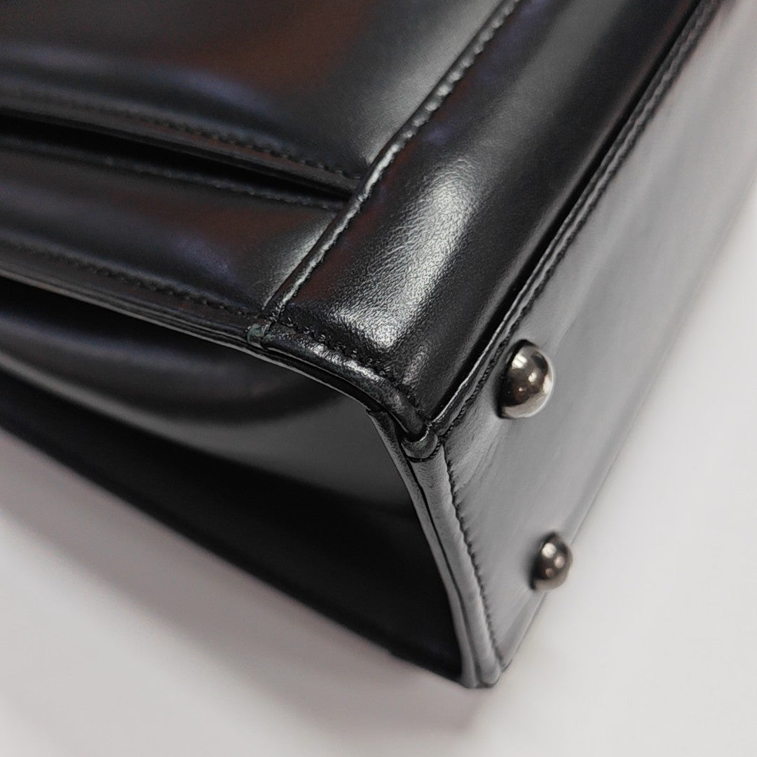 Calfskin Top Handle Bag Black