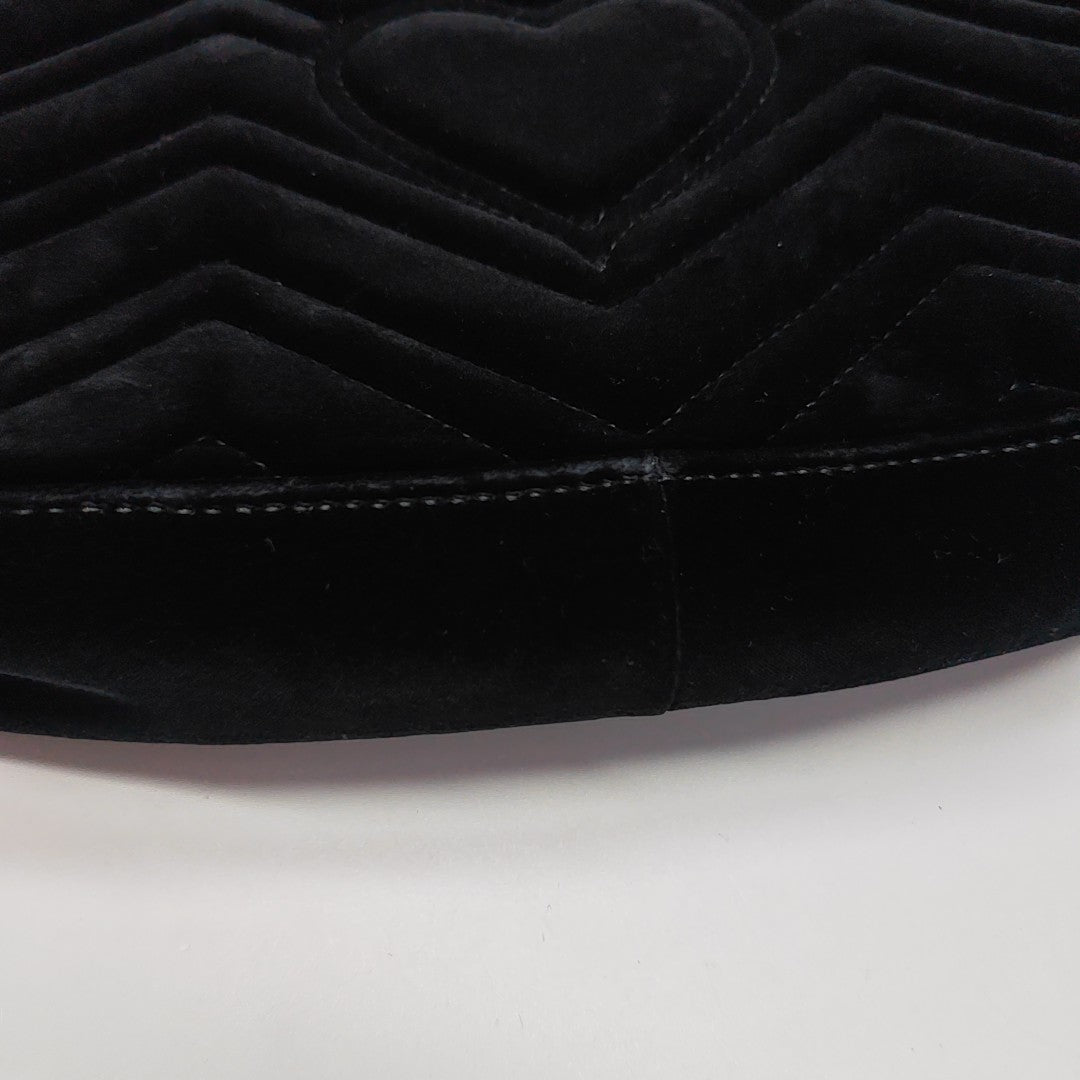 GG Marmont Large Quilted Velvet Black