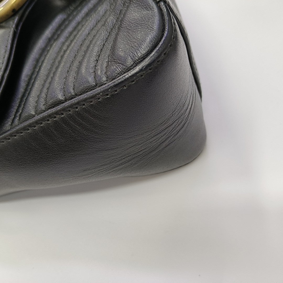 GG Marmont Mini Quilted Calfskin Black