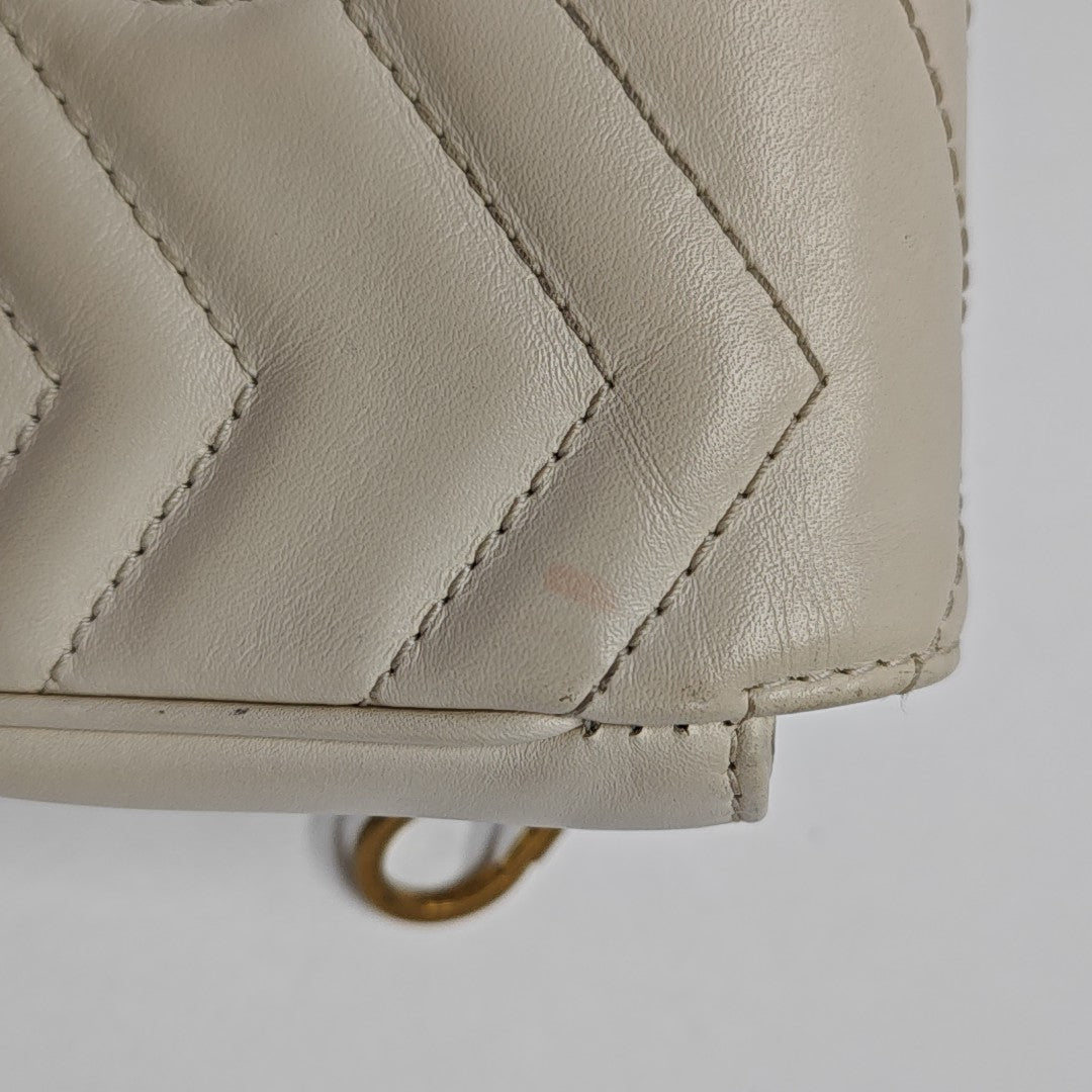 GG Marmont Mini Quilted Calfskin White