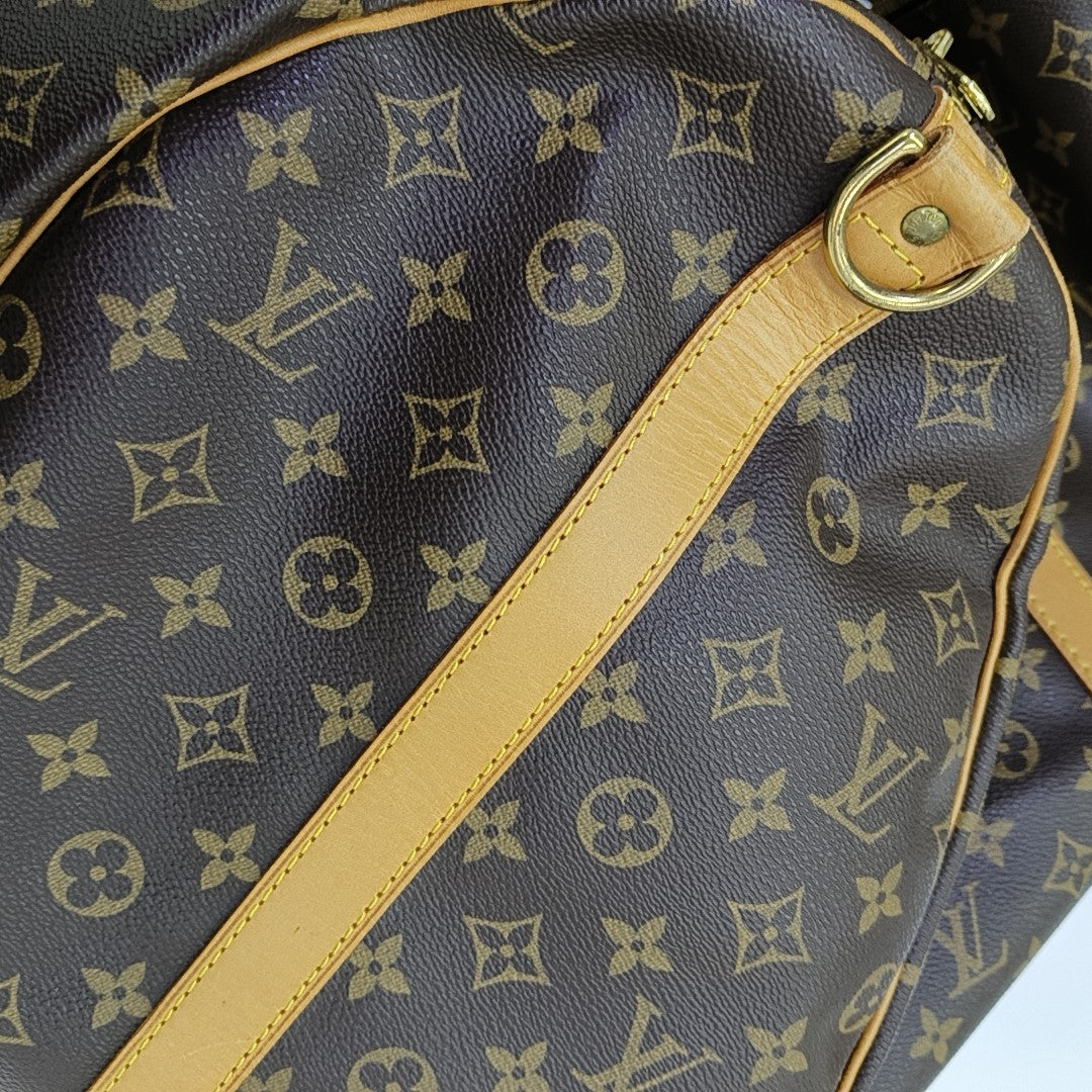 KEEPALL 60 Monogram Coated Canvas Brown