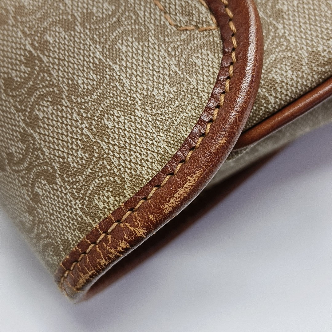 Coated Canvas Top Handle Bag Brown