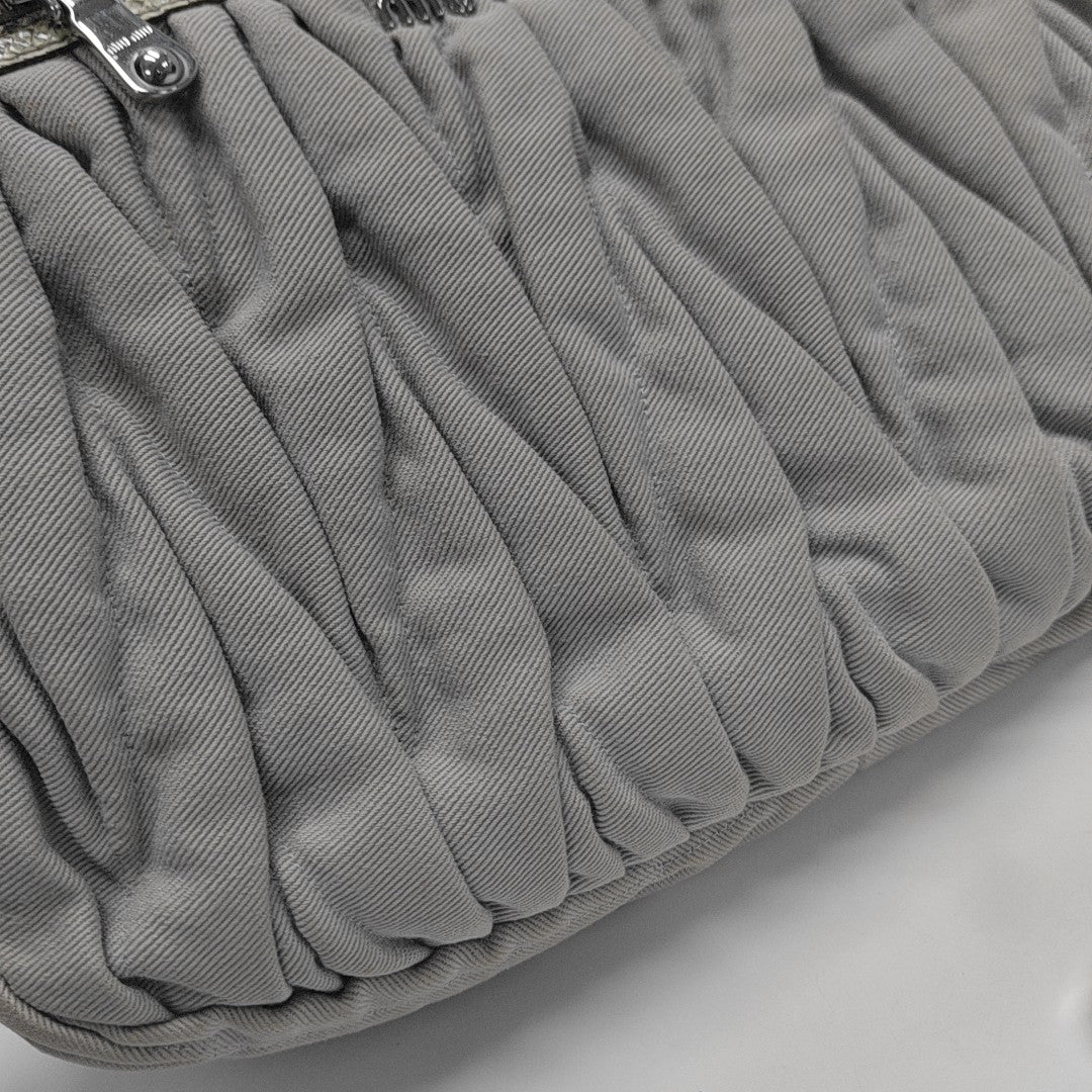 Quilted Fabric Shoulder Bag Gray