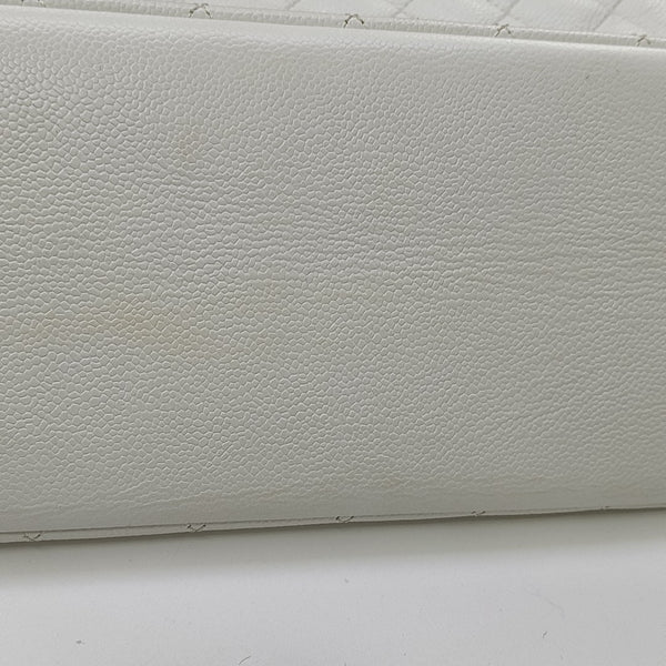 CHANEL GST Large Quilted Grained Calfskin White