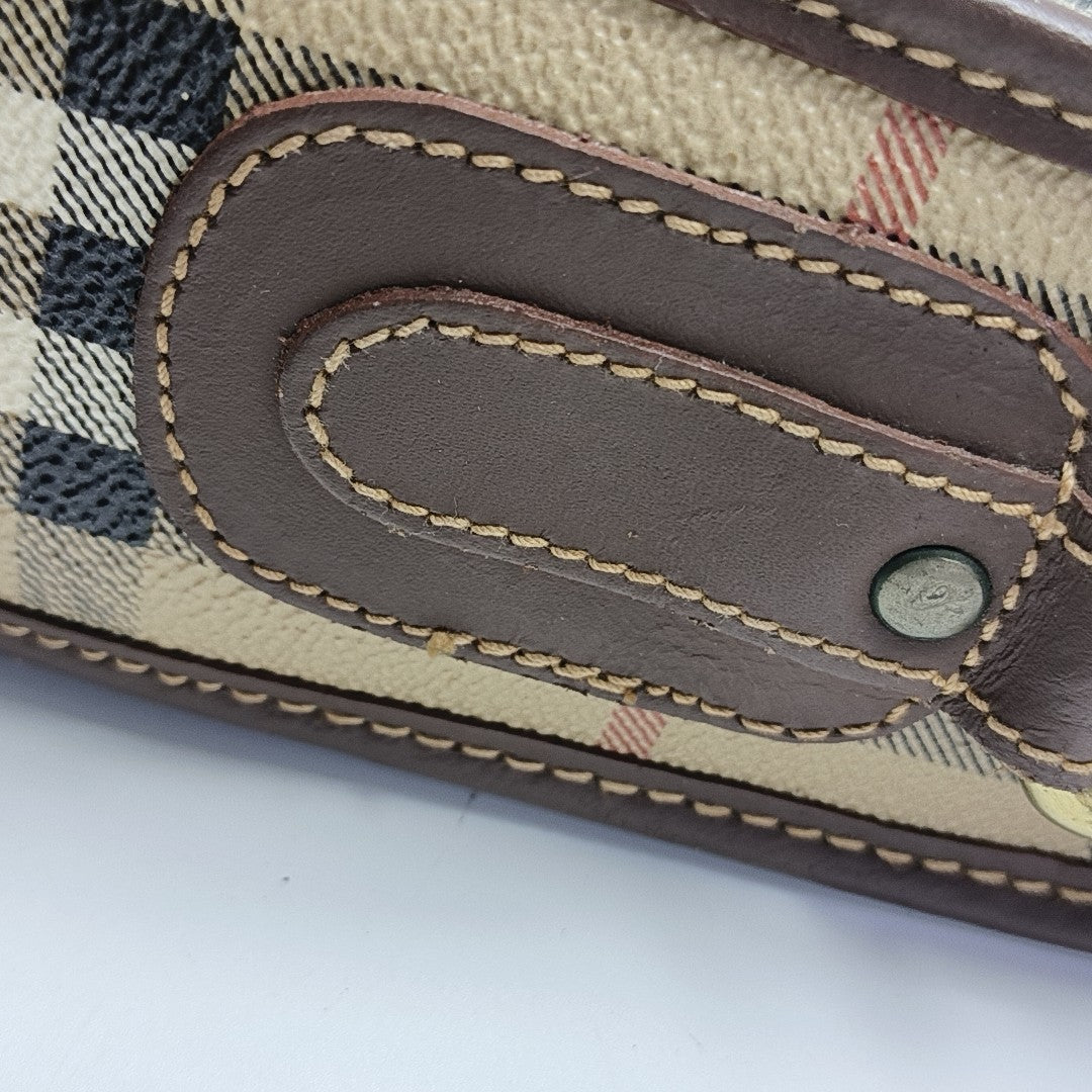 Coated Canvas Shoulder Bag Beige