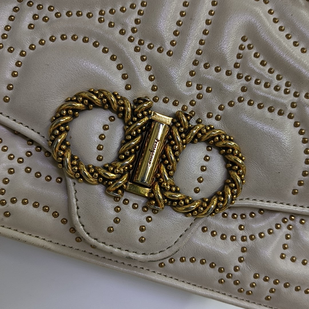 Gancini Quilted Calfskin White
