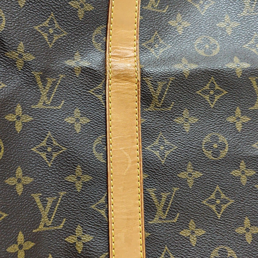 KEEPALL 50 Monogram Coated Canvas Brown