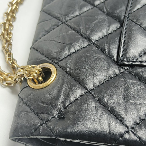 2.55 Maxi Quilted Waxed Cafskin Black