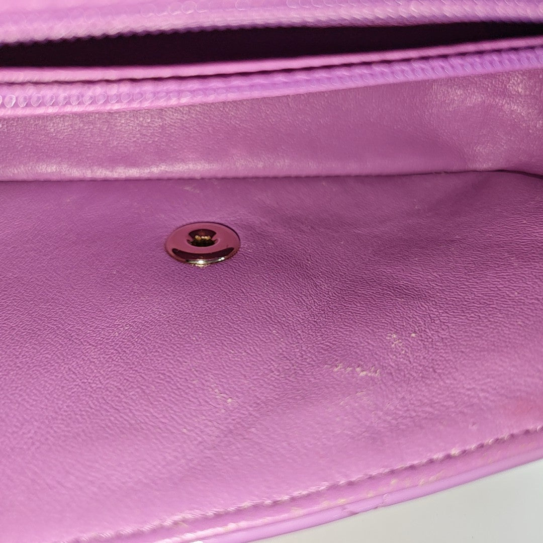 CLASSIC FLAP Mini Quilted Patent Leather Purple