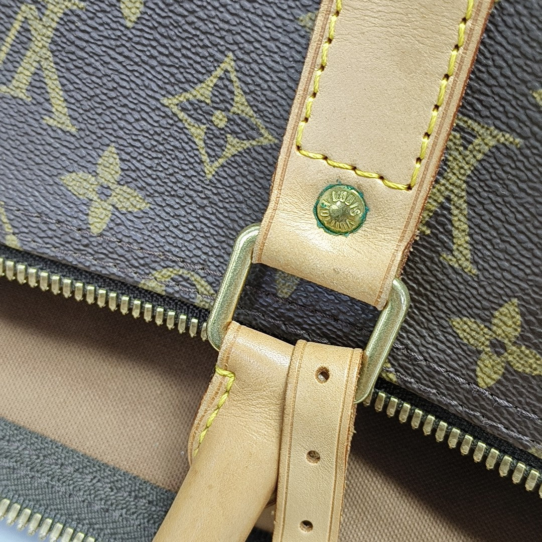 KEEPALL 55 Monogram Coated Canvas Brown