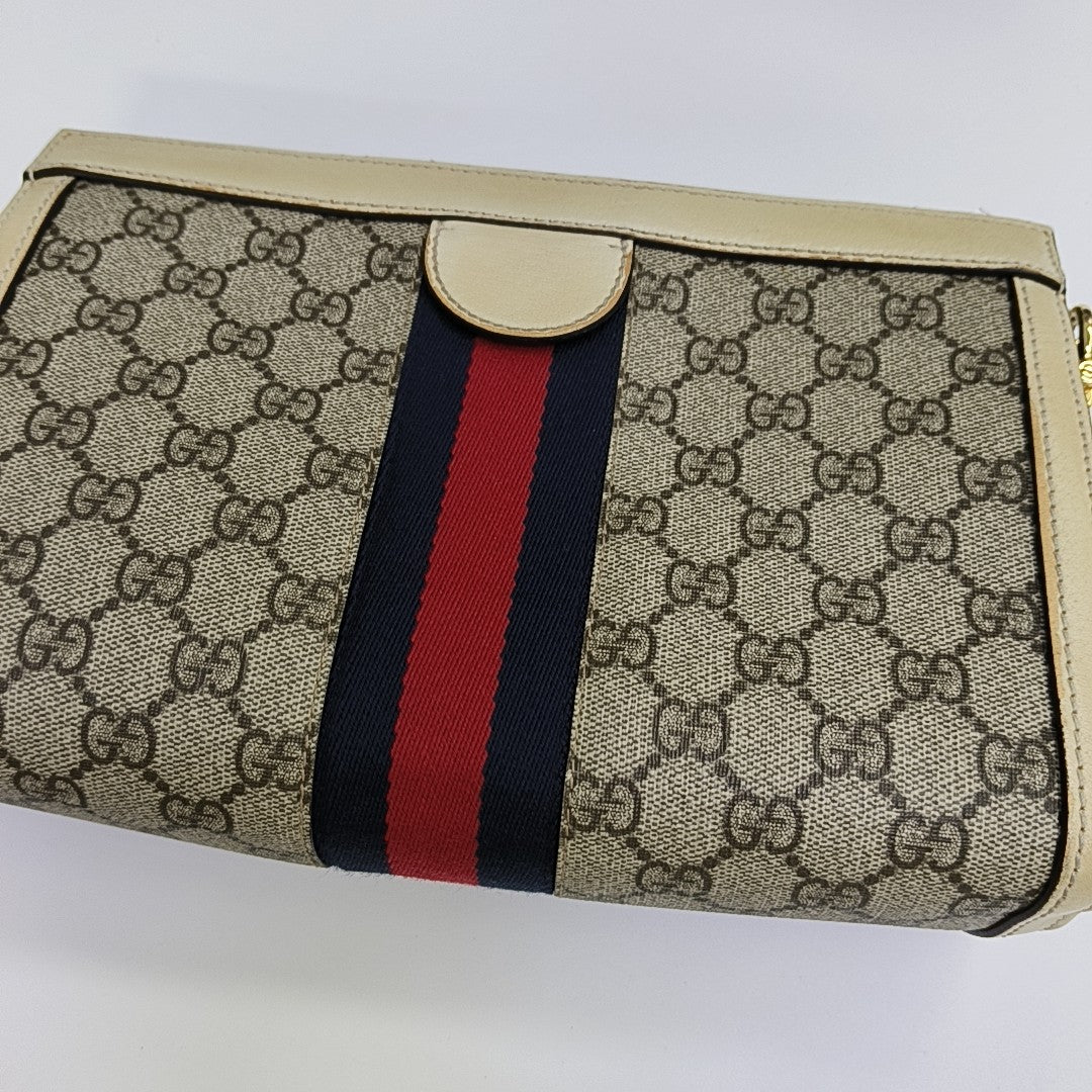 Ophidia Small Monogram Coated Canvas Beige