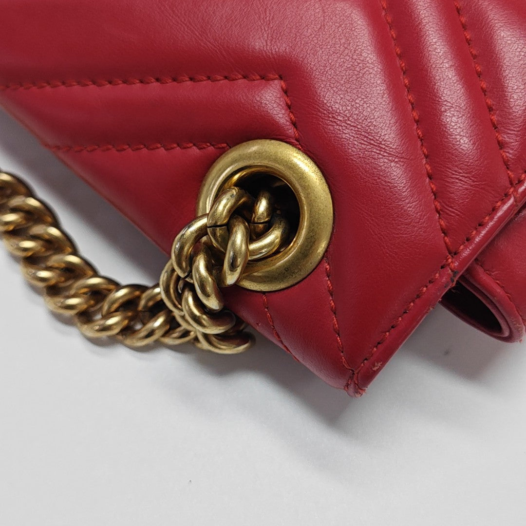 GG Marmont Small Quilted Calfskin Red