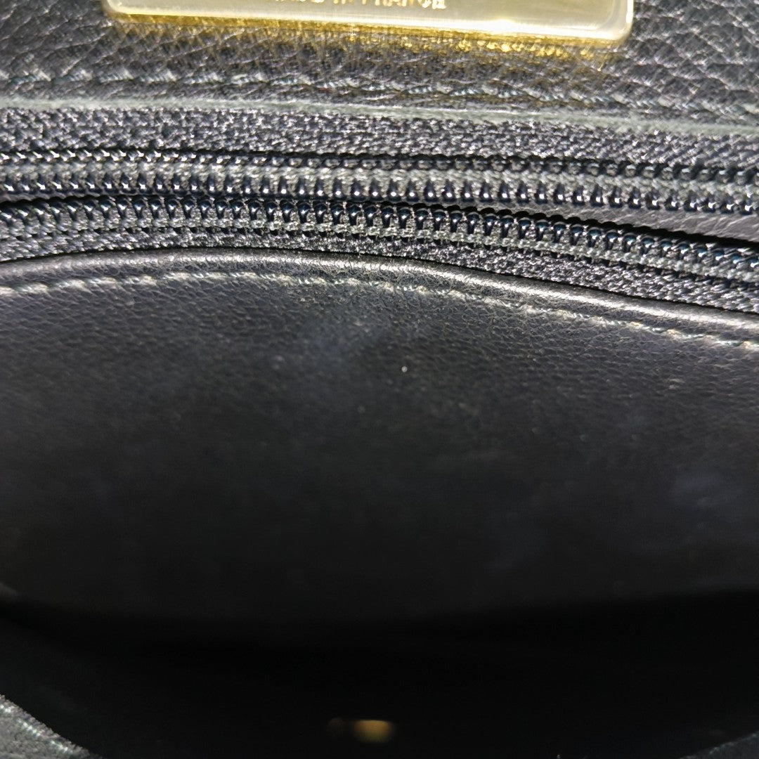 Leather Top Handle Bag Black