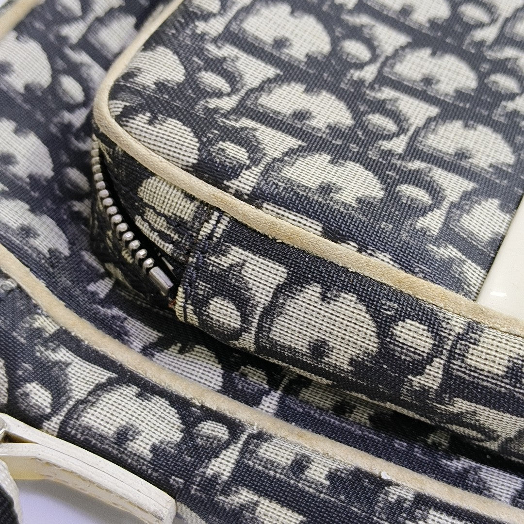 Oblique Coated Canvas Shoulder Bag Gray