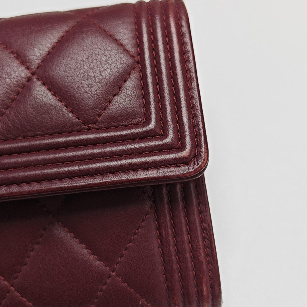 BOY CHANEL Mini Quilted Calfskin Red Wallet