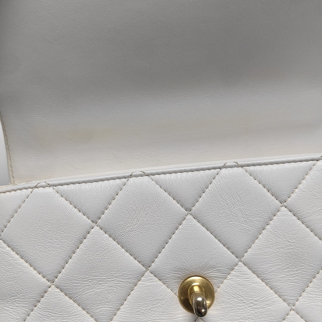 Quilted Lambskin Shoulder Bag Mini White