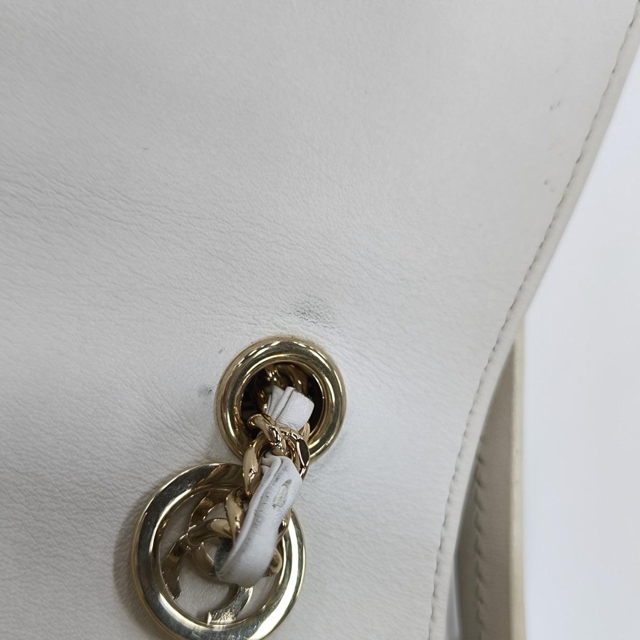 Quilted Calfskin Shoulder Bag White