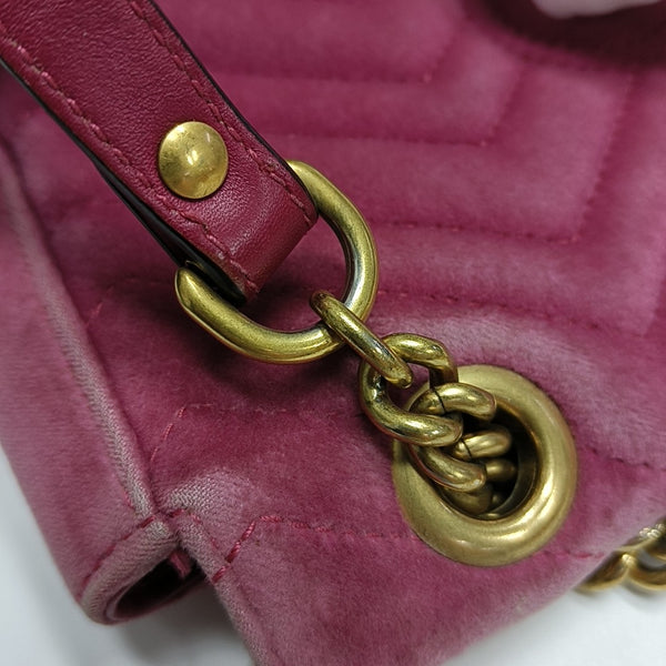 GG Marmont Medium Quilted Velvet Pink