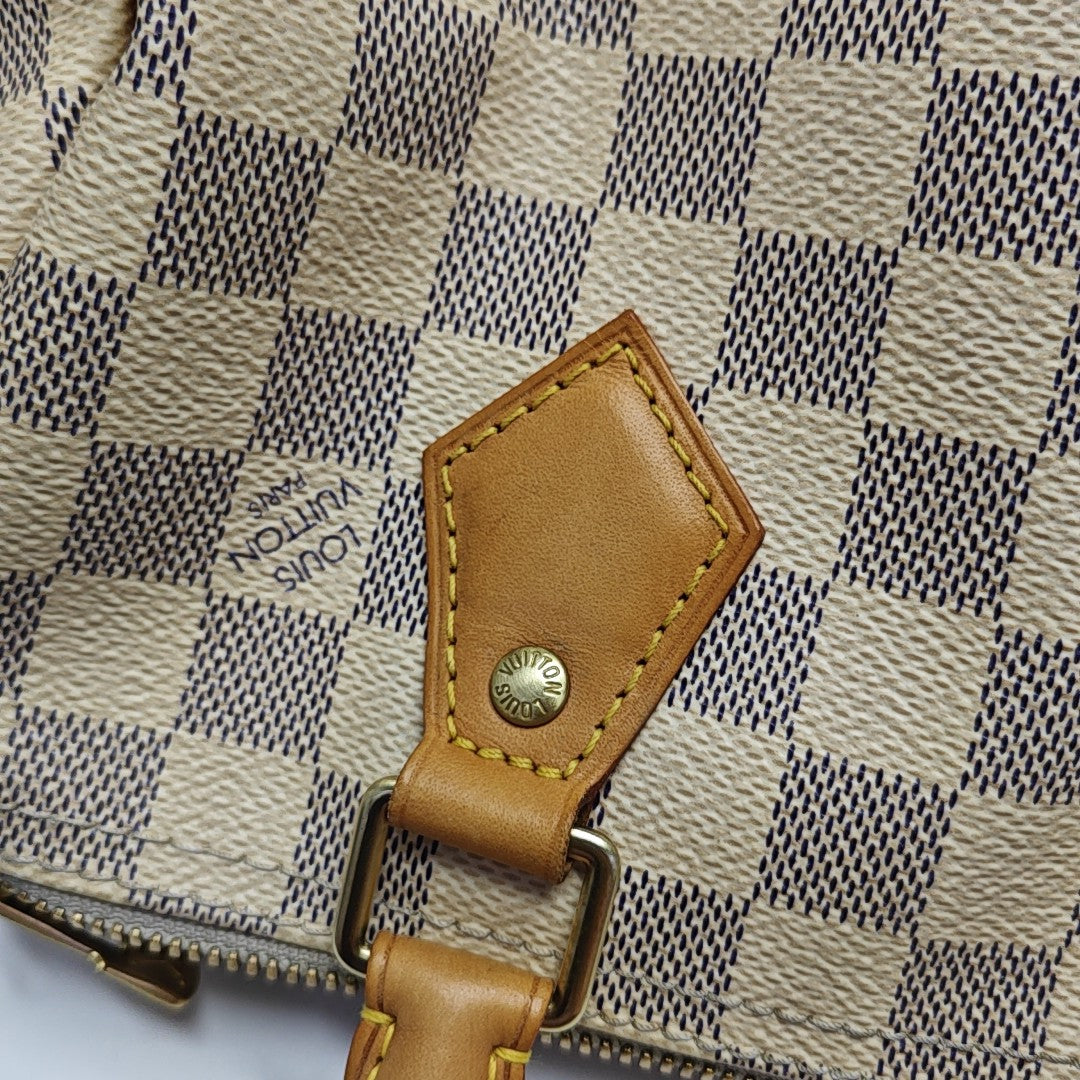 SPEEDY 25 Damier Azur Coated Canvas White