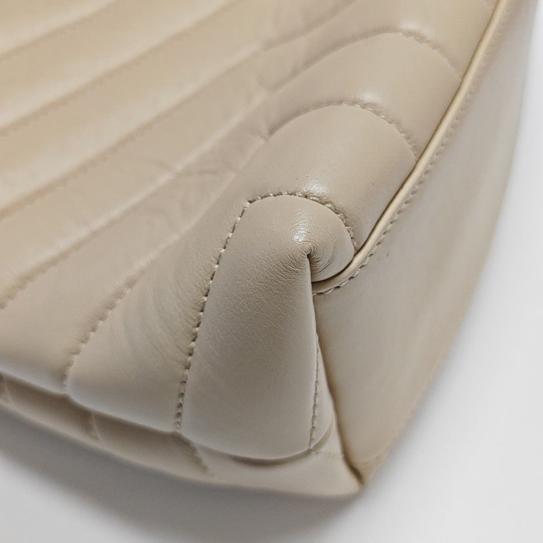 Chevron Leather Shoulder Bag Beige