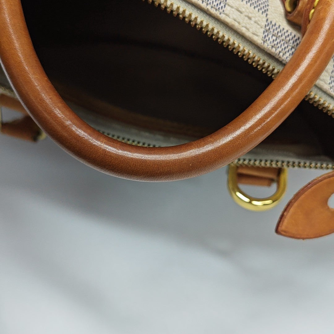 SPEEDY 30 Damier Azur Coated Canvas White