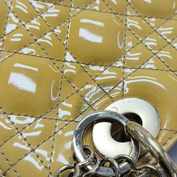 Lady Dior Medium Cannage Patent Leather Yellow