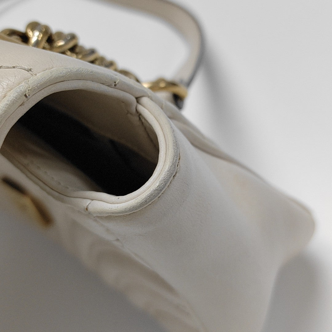 GG Marmont Medium Quilted Calfskin White