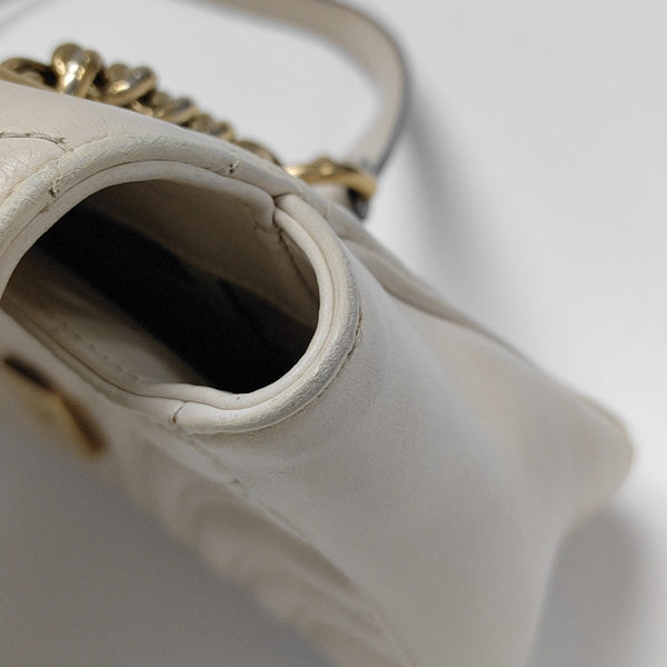 GG Marmont Medium Quilted Calfskin White