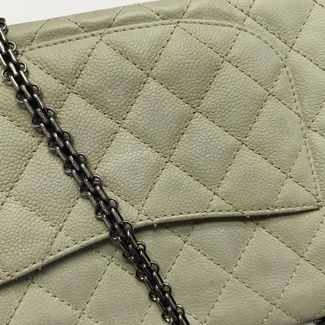 2.55 227 Quilted Calfskin Green