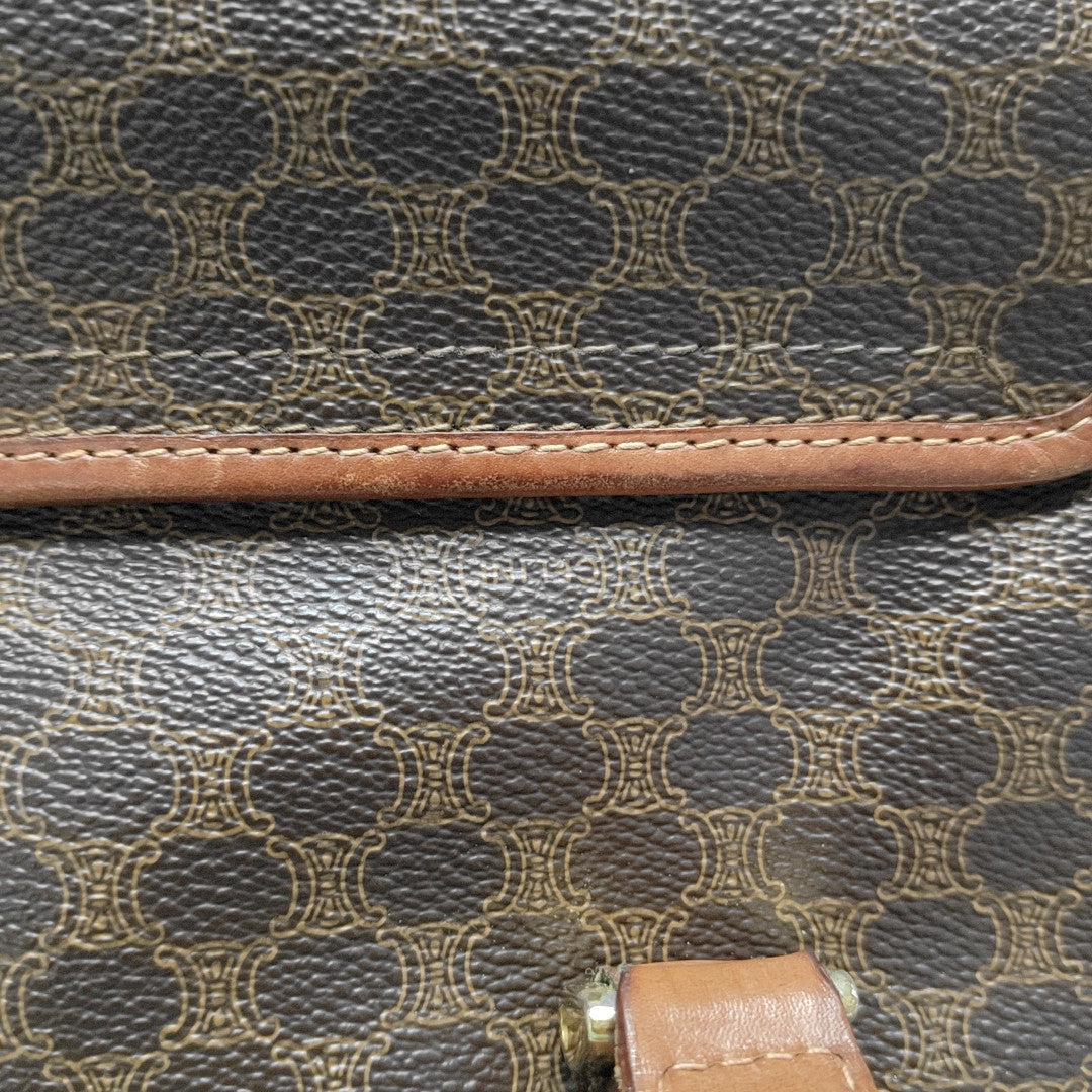 Coated Canvas Top Handle Bag Brown